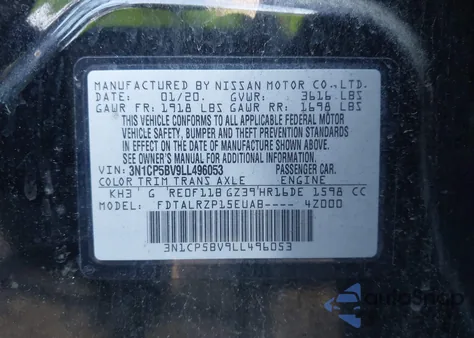 2020 Nissan Kicks S Xtronic Cvt from USA, damaged, VIN 3N1CP5BV9LL496053